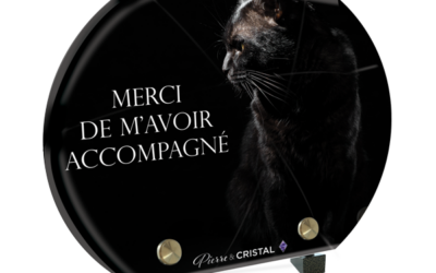 Plaque funéraire chat noir demi-lune