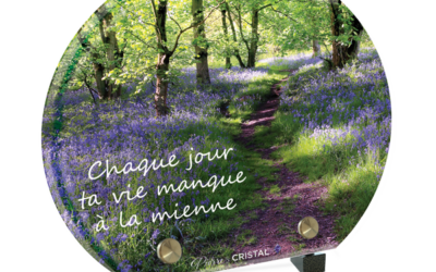 Plaque funéraire chemin fleuri demi-lune