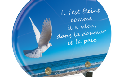 Plaque funéraire colombe mer demi-lune