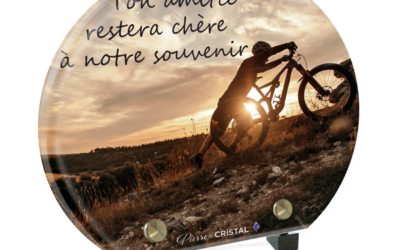 Plaque funéraire cycliste demi-lune