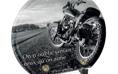 Plaque funéraire motard demi-lune