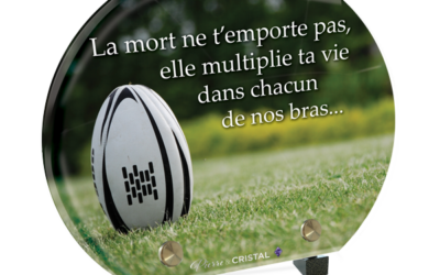 Plaque funéraire rugbyman demi-lune